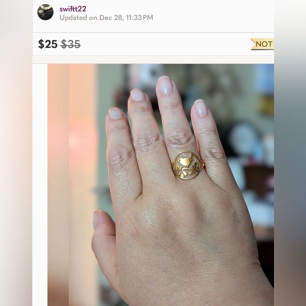 💛 Bird on a Branch Gold Ring